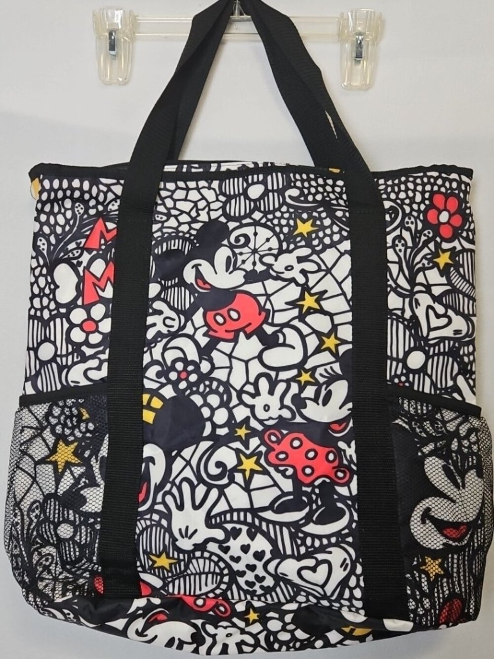 Disney Mickey Minnie Mouse Beach Pool Tote Travel Bag Mesh Pockets Sz Large